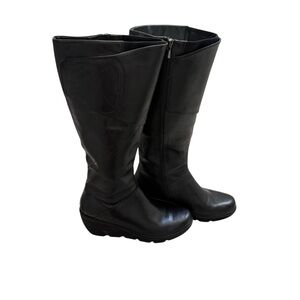 Clarks Clarene Wake tall black leather boots